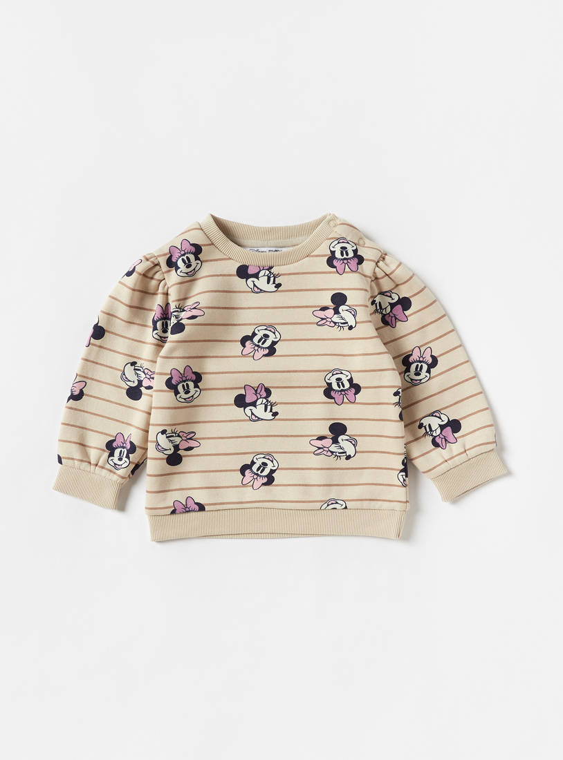 All-Over Minnie Mouse Print Sweatshirt with Long Sleeves-Hoodies & Sweatshirts-image-0