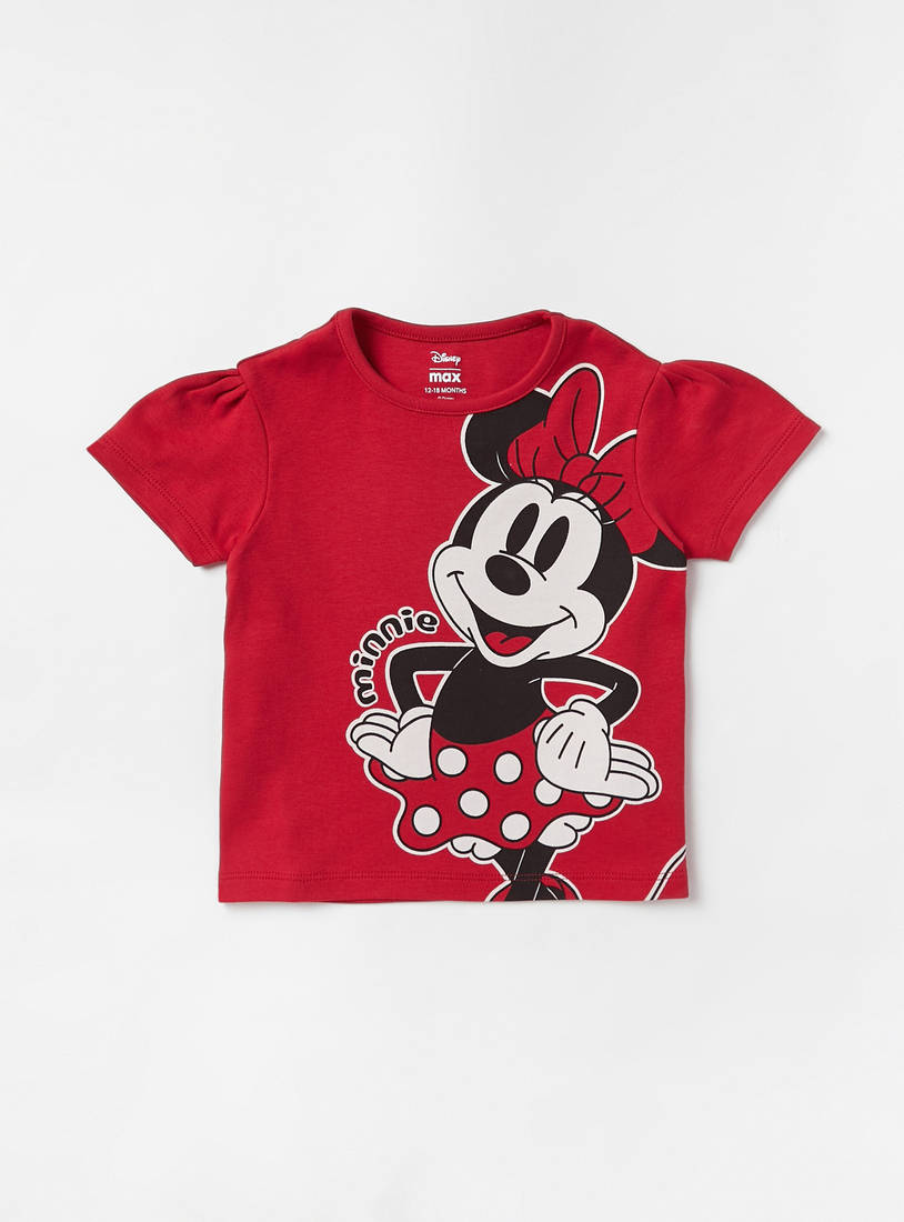 Minnie Mouse Print T-shirt and Pyjama Set-Pyjama Sets-image-1