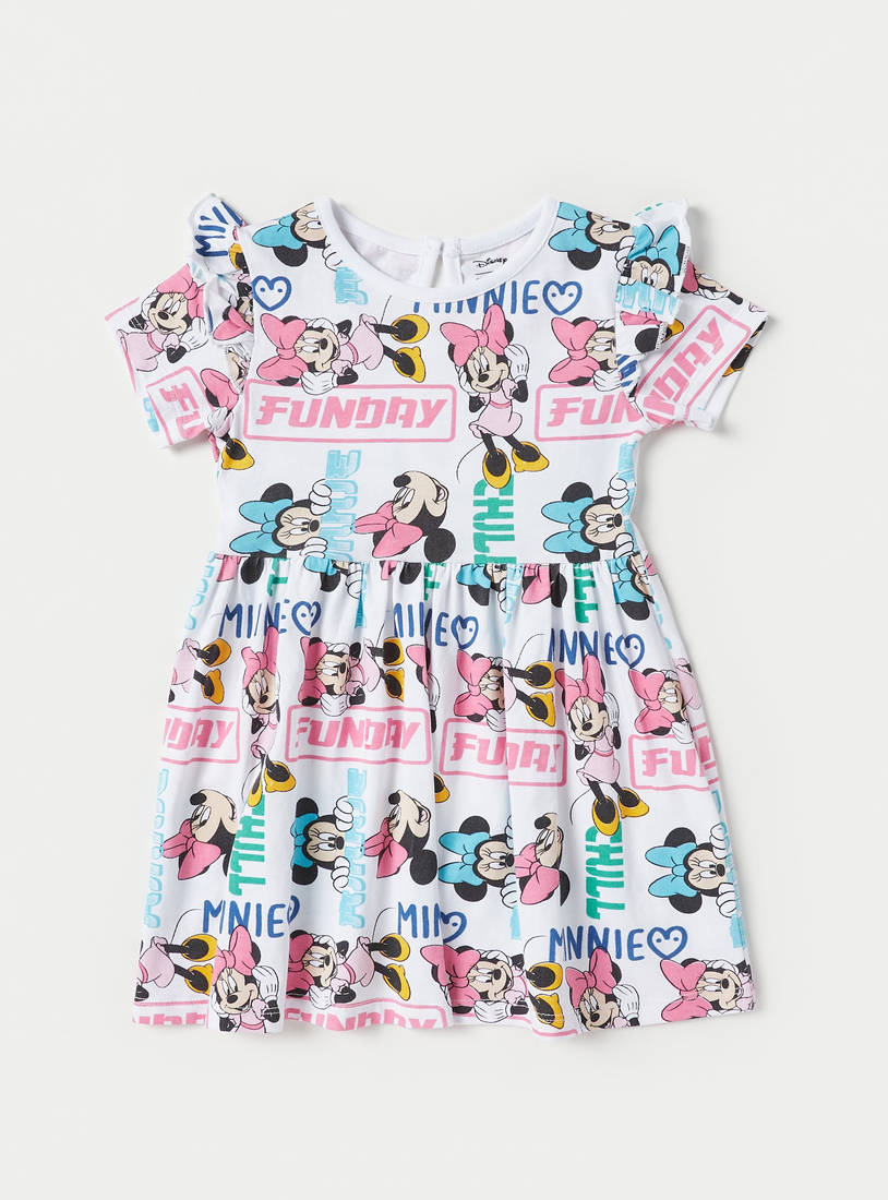 Pack of 2 - Minnie Mouse Print Knee-Length Dress with Ruffles-Casual Dresses-image-1