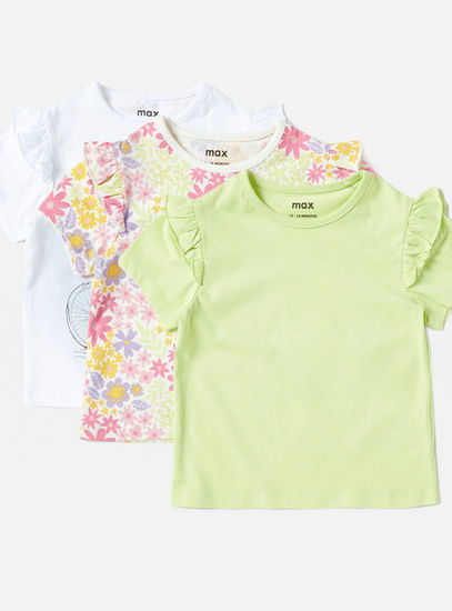 Pack of 3 - Assorted T-shirt with Frill Detail-T-shirts-image-0
