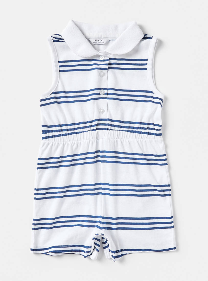 All-Over Striped Sleeveless Playsuit-Rompers-image-0