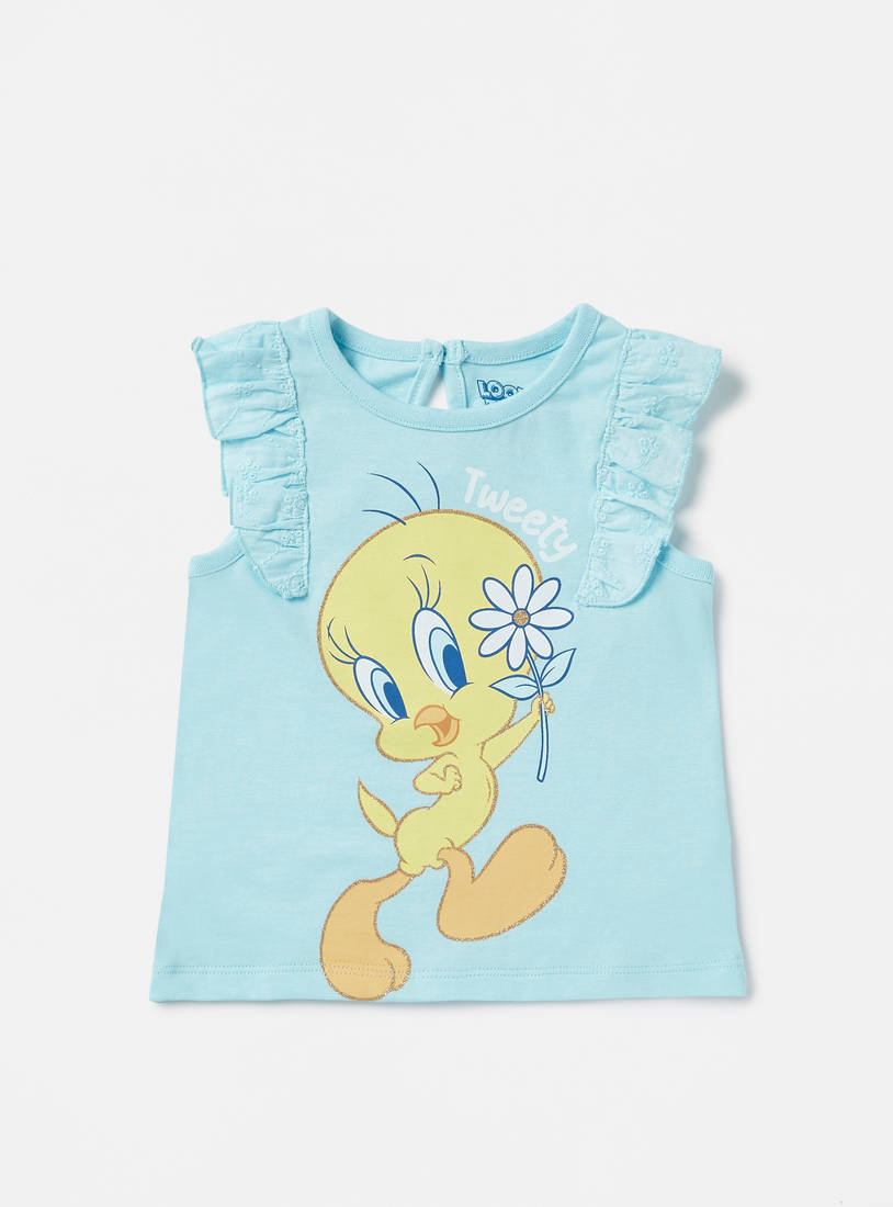 Tweety Print Top and Shorts Set-Sets & Outfits-image-1