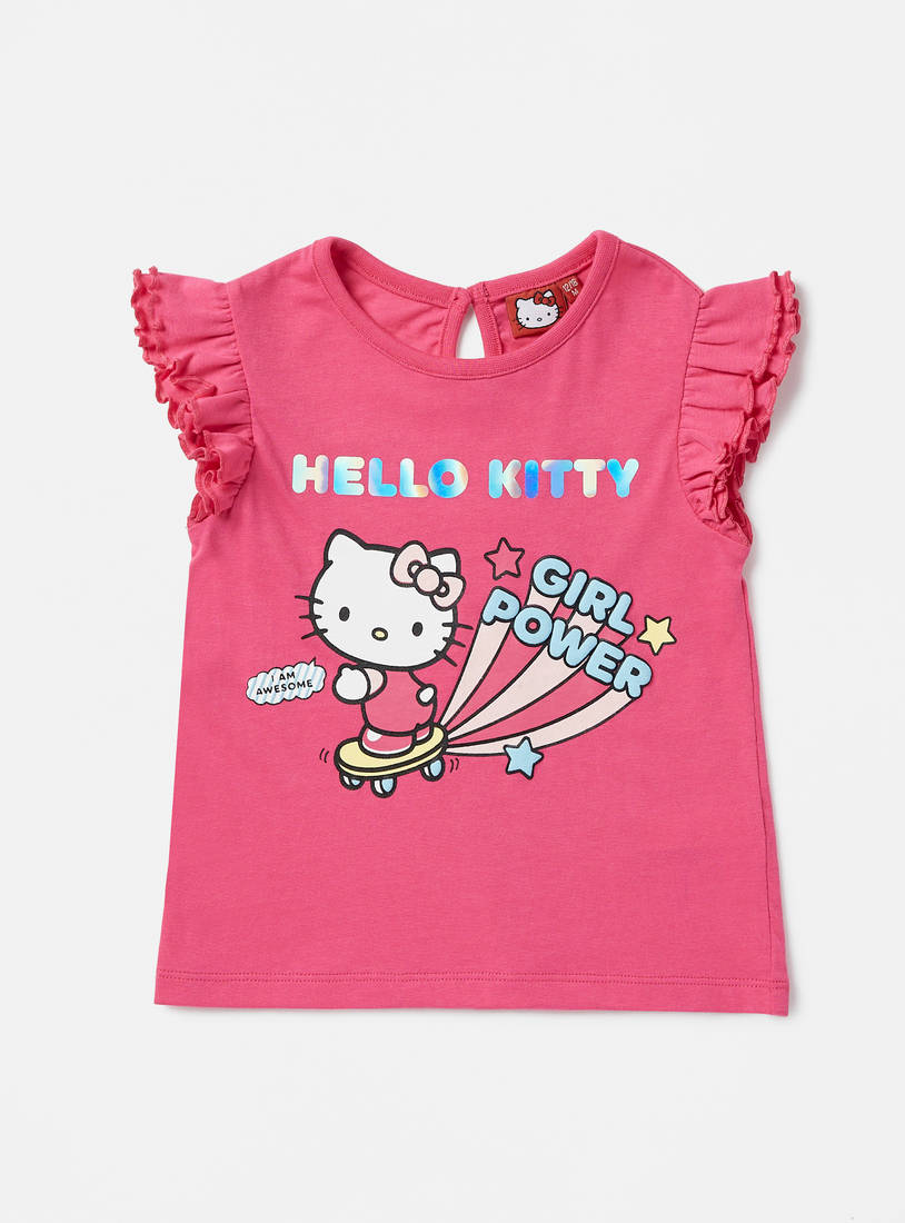 Hello Kitty Print Top and Shorts Set-Sets & Outfits-image-1