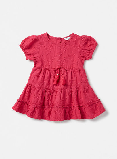فستان مطرز بطول الركبة متعدد الطبقات-البنات الرضيعات (0-2 سنة)-image-0