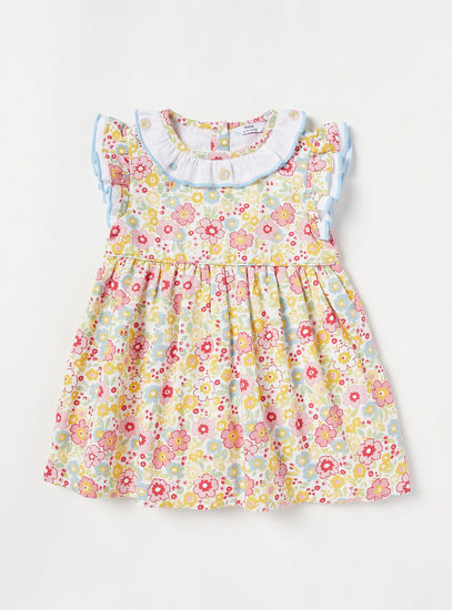 All-Over Floral Print A-line Dress with Ruffles-Casual Dresses-image-0