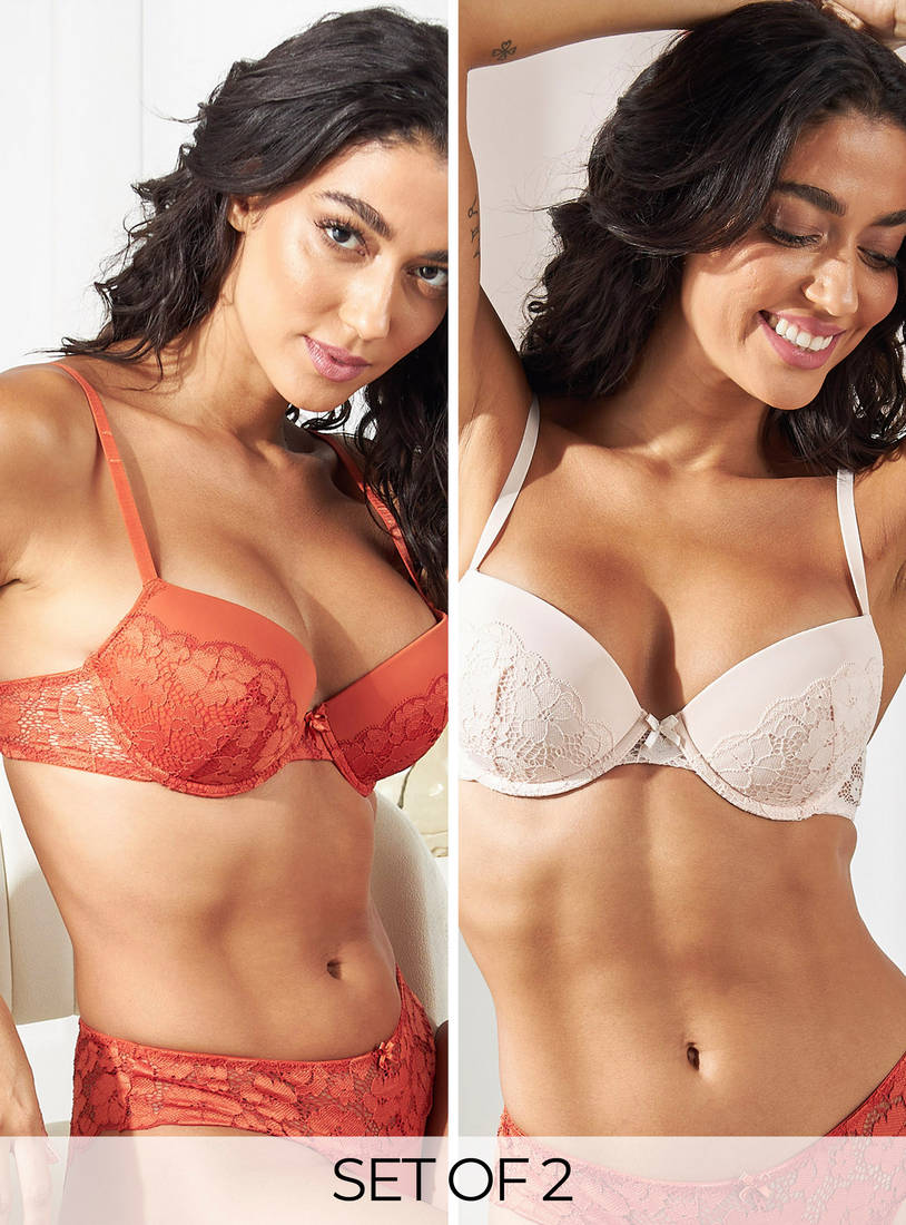 Pack of 2 - Lace Detail Demi Bra-Bras-image-0