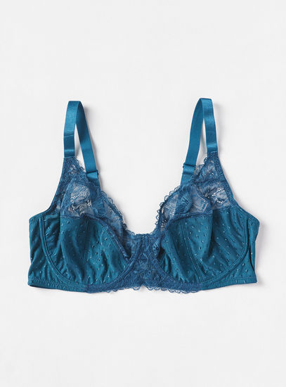 Laced Jacquard Wired Bra-Bras-image-0