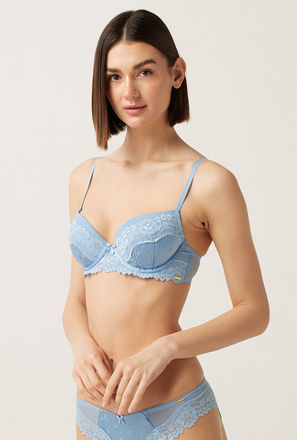 Laced Satin Padded Wired Demi Push-Up Bra