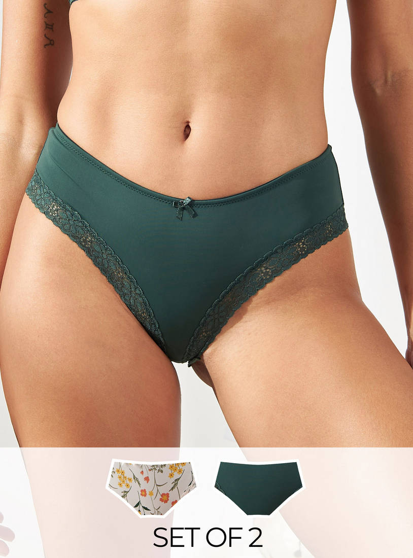 Pack of 2 - Lace Detail Boyleg Briefs-Panties-image-0