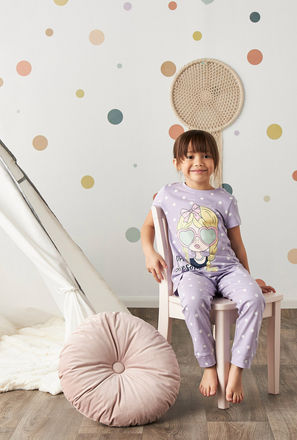 All-Over Polka Dots Graphic Print Cotton Pyjama Set-mxkids-girlstwotoeightyrs-clothing-nightwear-sets-1