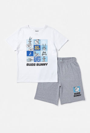 Bugs Bunny Print Shorts Set-mxkids-boyseighttosixteenyrs-clothing-nightwear-sets-3