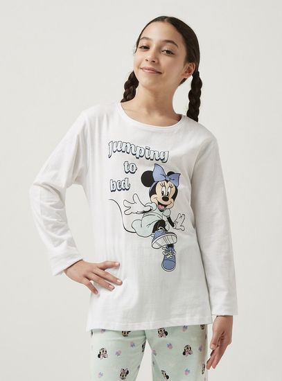 Minnie Mouse Print T-shirt and Pyjama Set