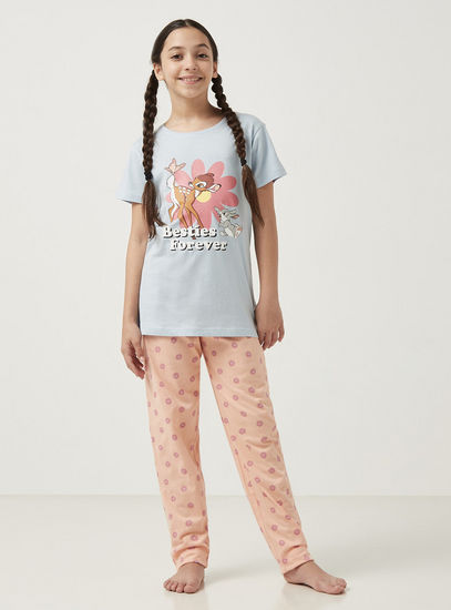 Bambi Print T-shirt and Pyjama Set