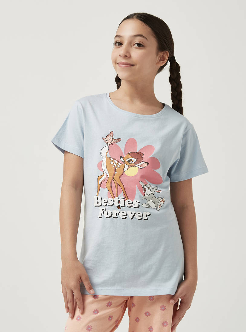 Bambi Print T-shirt and Pyjama Set-Pyjama Sets-image-1