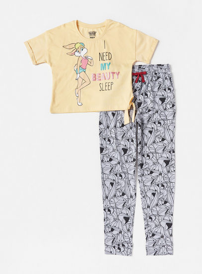 Looney Tunes Print Pyjama Set-Nightwear-image-0