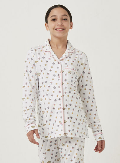 All-Over Print Shirt and Pyjama Set-Pyjama Sets-image-0