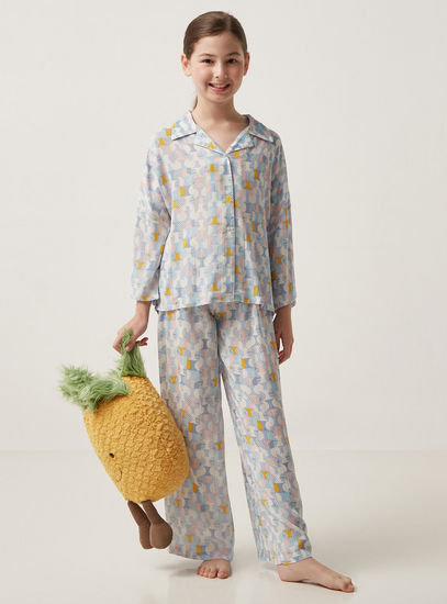 All-Over Print Shirt and Pyjama Set-Pyjama Sets-image-0