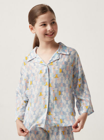 All-Over Print Shirt and Pyjama Set-Pyjama Sets-image-1