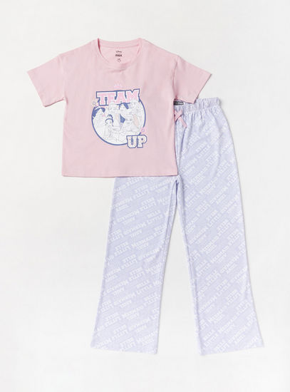 Princess Print T-shirt and Pyjama Set-Pyjama Sets-image-0