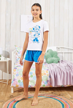 Minnie Mouse Graphic Print Shorts Set-mxkids-girlseighttosixteenyrs-clothing-nightwear-sets-1