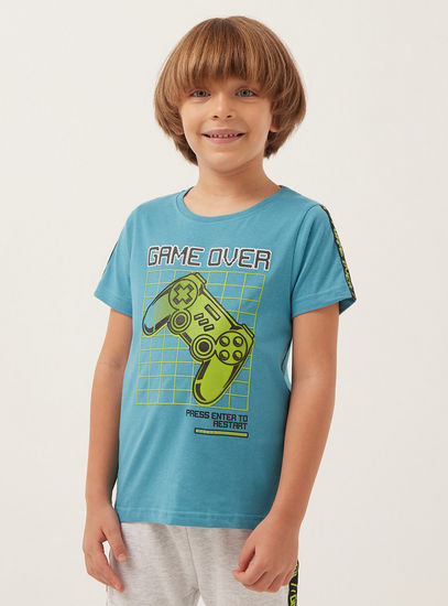 Gaming Print T-shirt and Pyjama Set-Pyjama Sets-image-1