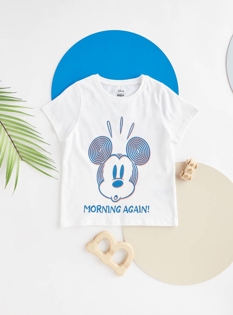 Mickey Mouse Graphic Print Cotton Shorts Set-Pyjama Sets-image-1