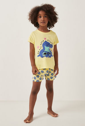Lilo and Stitch Print Shorts Set-mxkids-girlstwotoeightyrs-clothing-nightwear-sets-1