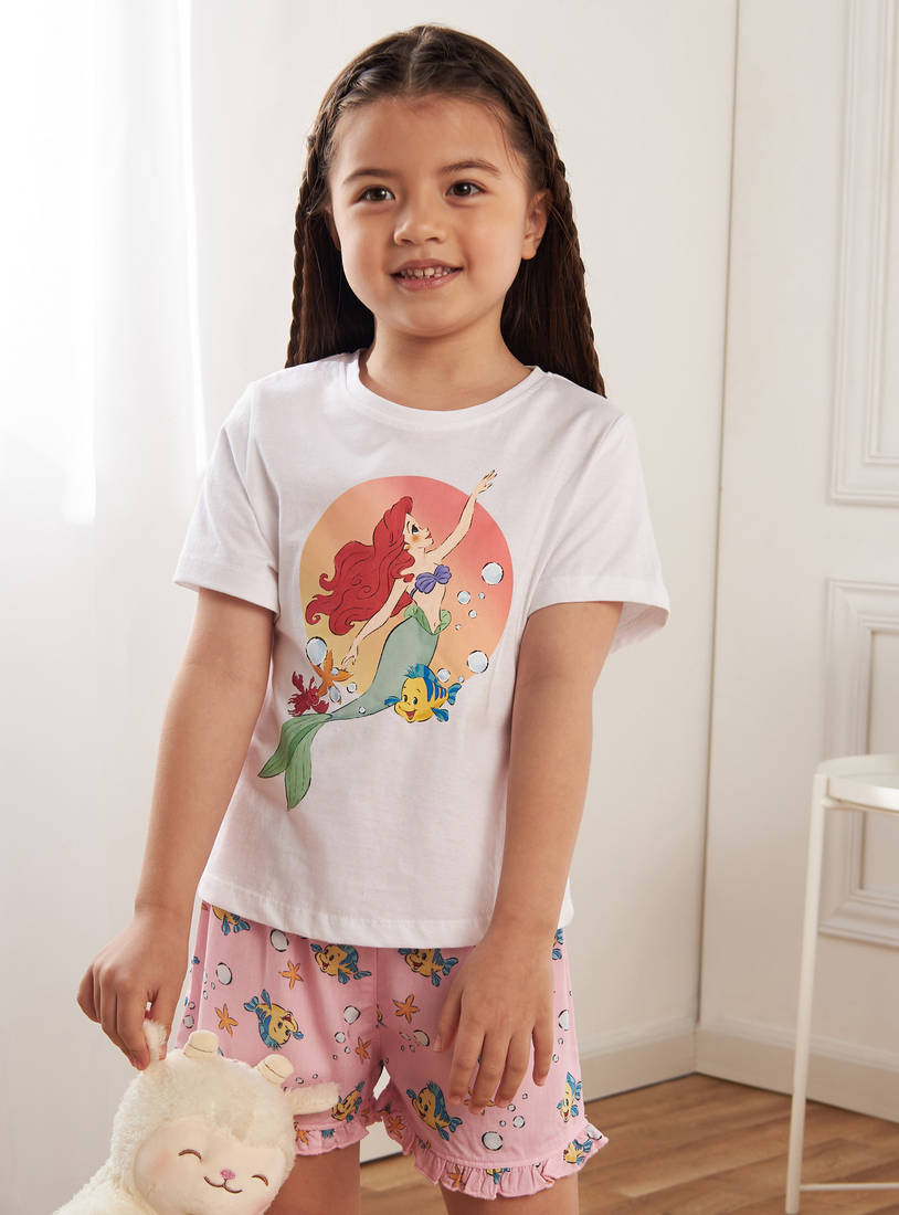 Little Mermaid Print Cotton Shorts Set-Pyjama Sets-image-1