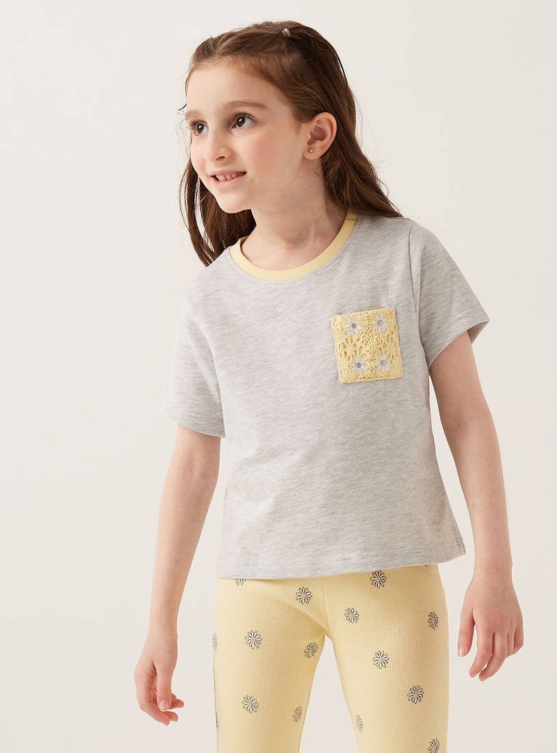 Crochet Chest Pocket Detail Cotton Pyjama Set-Pyjama Sets-image-1