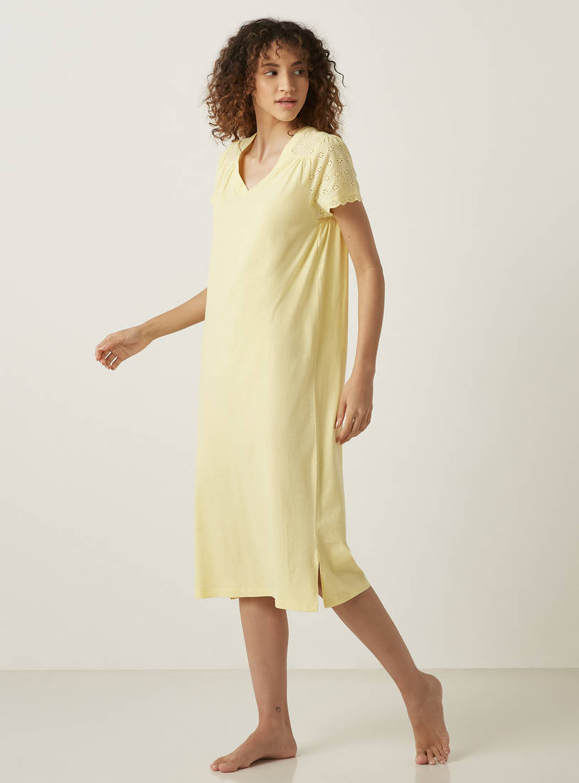 Schiffli Panel Sleep Gown-Sleepshirts & Gowns-image-0