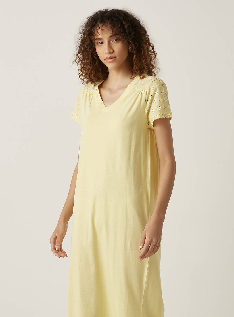 Schiffli Panel Sleep Gown-Sleepshirts & Gowns-image-1