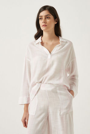 Striped Long Sleeve Shirt and Full Length Pyjama Set
