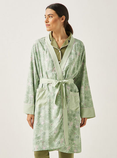 All-Over Paisley Print Robe with Pockets and Tie-Up Belt-Robes & Onesies-image-1