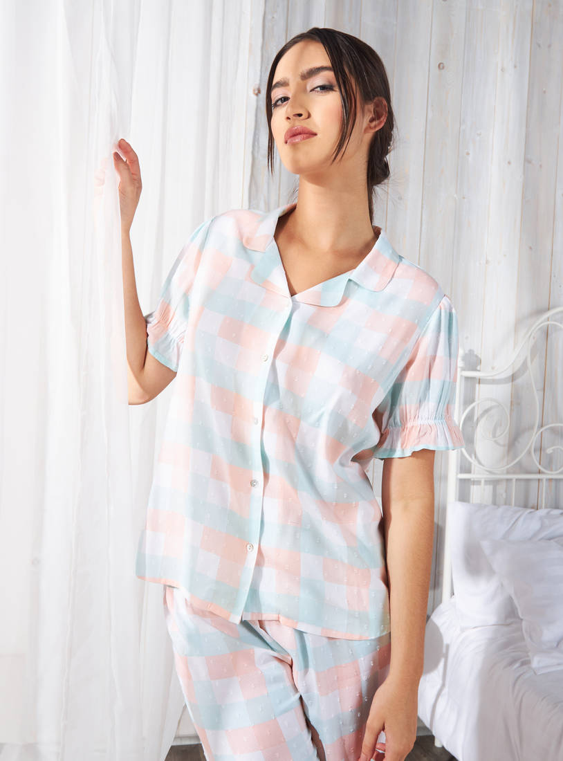 Checked Pyjama Set-Sleepshirts & Gowns-image-1