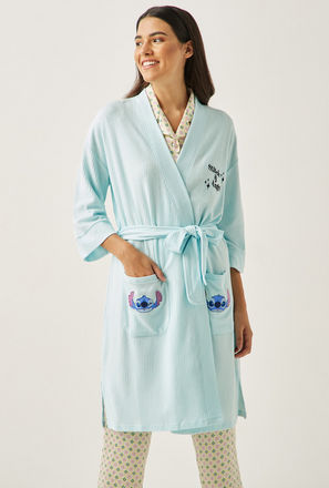 Lilo & Stitch Printed Robe with Long Sleeves and Pockets-mxwomen-clothing-nightwear-robes-1