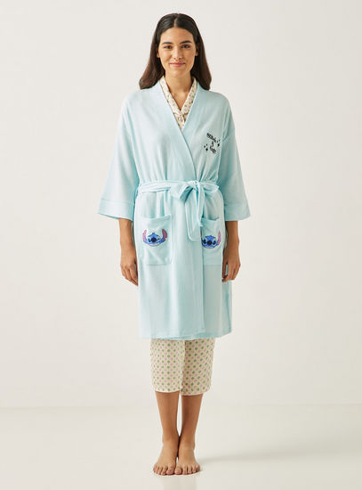 Lilo & Stitch Printed Robe with Long Sleeves and Pockets-Robes & Onesies-image-1