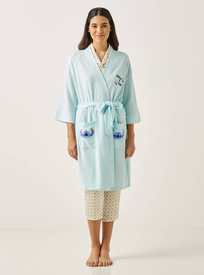 Lilo & Stitch Printed Robe with Long Sleeves and Pockets-Robes & Onesies-image-1