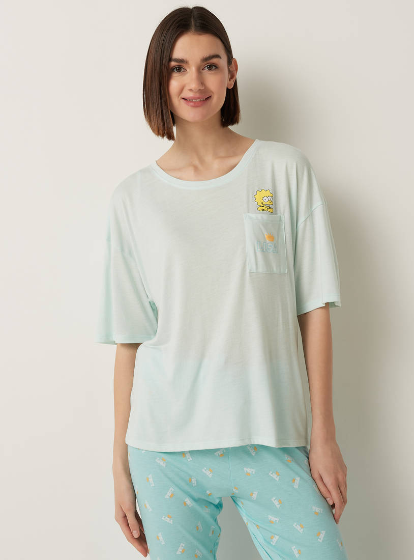 Simpsons Print Pyjama Set-Sleepshirts & Gowns-image-1