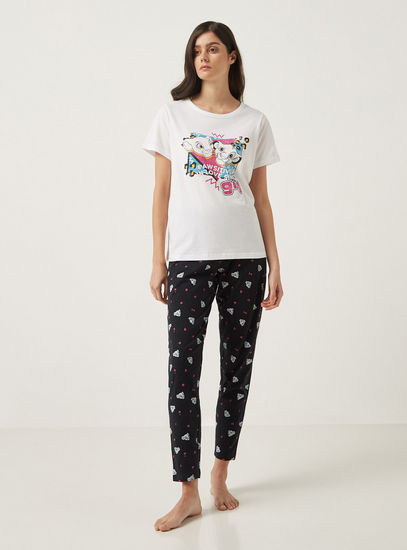 Lion King Print Short Sleeves T-shirt and Pyjama Set