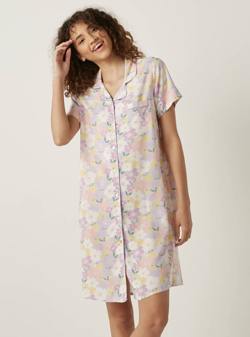 All-Over Floral Print Sleepshirt-Sleepshirts & Gowns-image-1