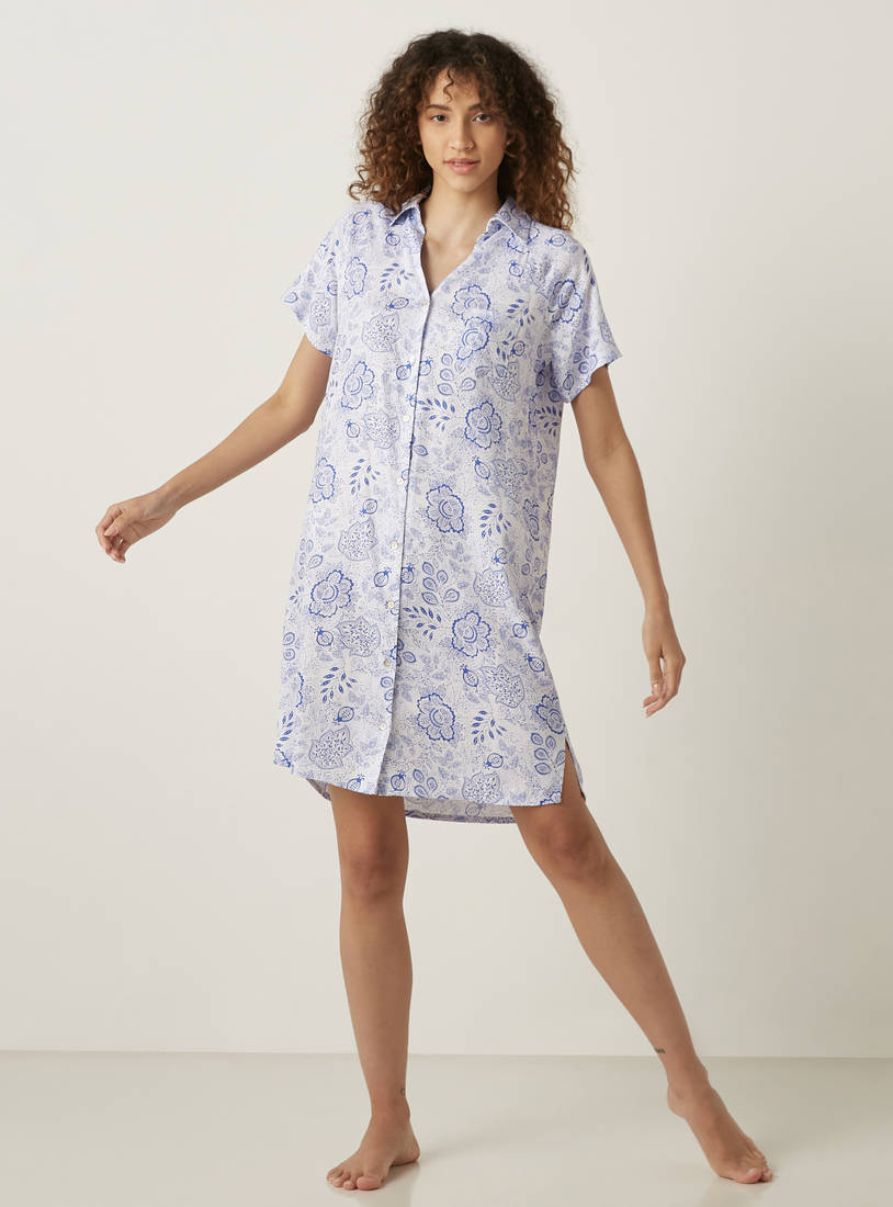 All-Over Floral Print Sleepshirt-Sleepshirts & Gowns-image-0
