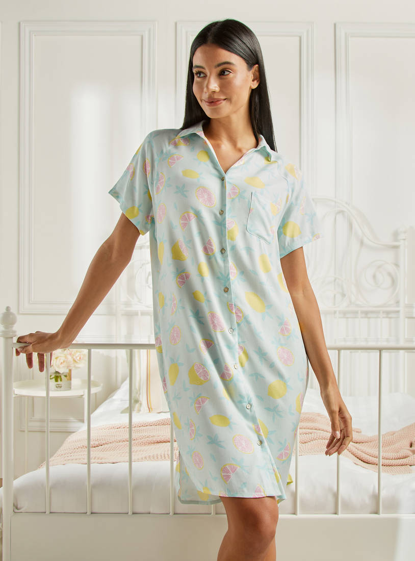 All-Over Lemon Print Sleepshirt-Sleepshirts & Gowns-image-0