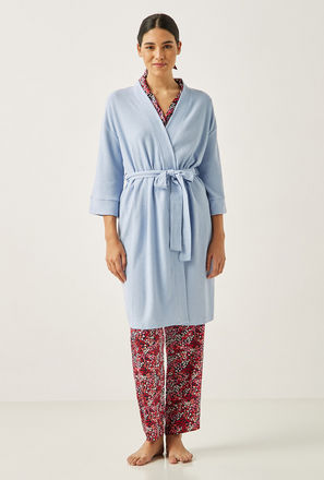 Textured Robe with Long Sleeves and Tie-Up Detail-mxwomen-clothing-nightwear-robes-3