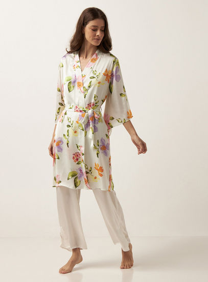 All-Over Floral Print Night Robe-Robes & Onesies-image-0