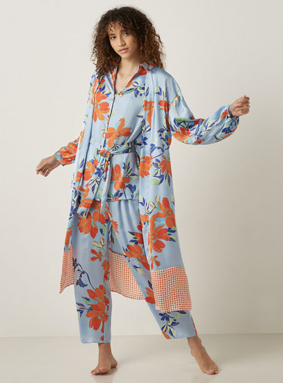 Floral Print Robe-Robes & Onesies-image-1