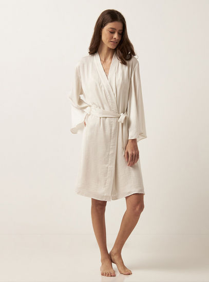Plain Petal Sleeves Belted Robe-Robes & Onesies-image-1