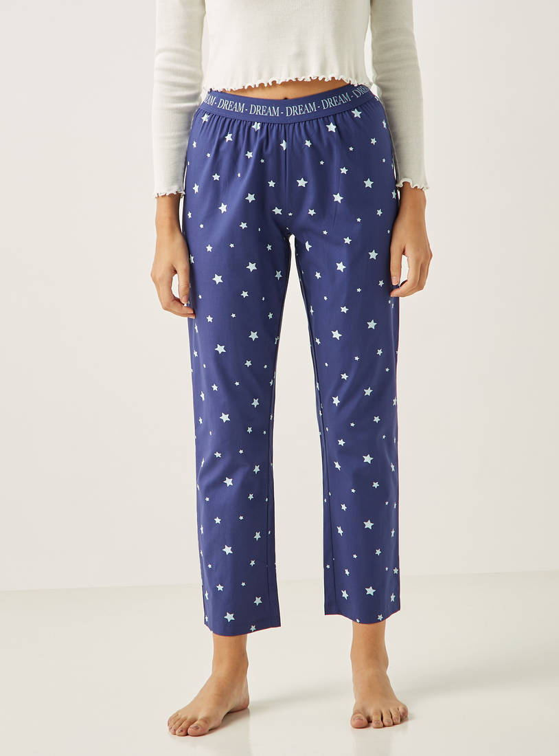 All-Over Star Print Pyjamas with Elasticated Waistband-Pyjamas-image-1