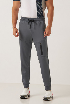 Solid Mid-Rise Performance Joggers with Utility Pockets and Drawstring Closure
