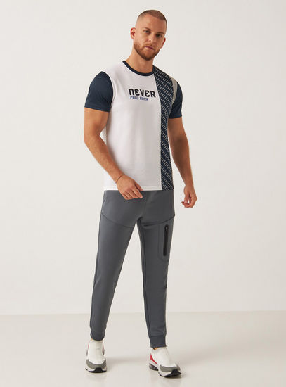 Solid Mid-Rise Performance Joggers with Utility Pockets and Drawstring Closure-Slim-image-1