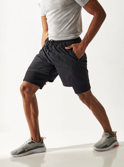 Solid Hybrid Shorts with Drawstring Closure and Pockets-Joggers & Shorts-image-0
